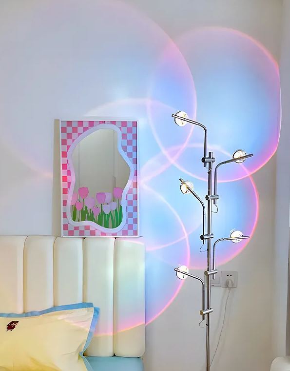 Light and shadow lamp living room light and shadow live room atmosphere atmosphere living room high-end 3-head 5-head light and shadow floor lamp