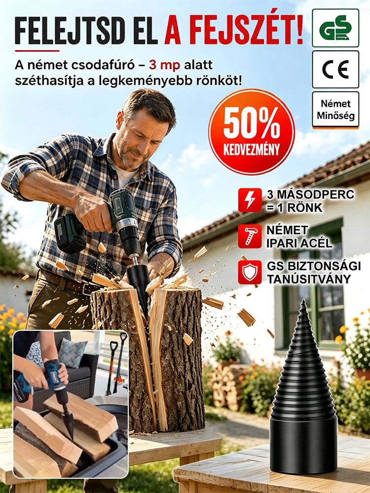 ⚡ 3 mp = 1 Rönk！A legkeményebb, legszárazabb fát is azonnal kettéhasítja.