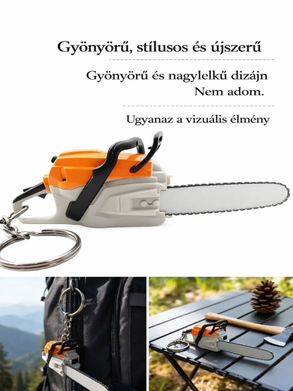 Hordozható mini láncfűrész kulcstartó