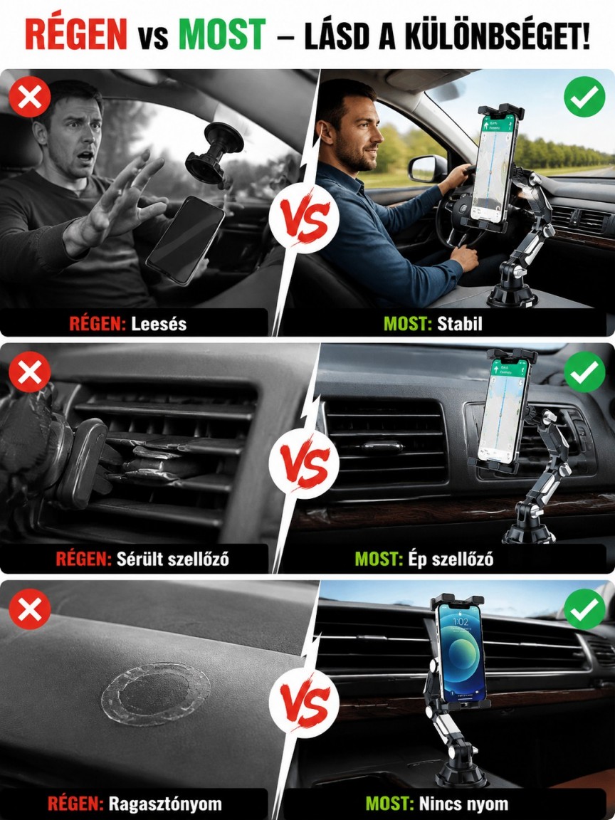 🚗 Univerzális Autós Pohártartó Tartó Telefonhoz és Tablethez – Maximum Stabilitás Rázkódás Nélkül!