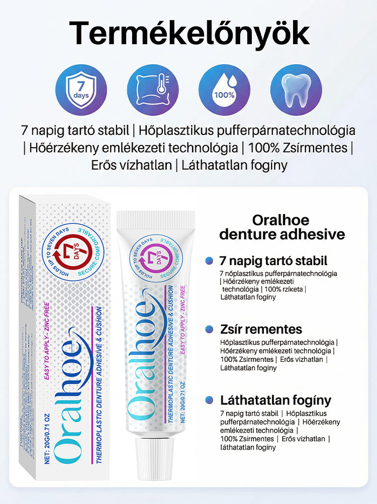 ✨ÉlelmiszeripariHőre Lágyuló Fogsor Rögzítő - 5 perc a stabil fogsorért