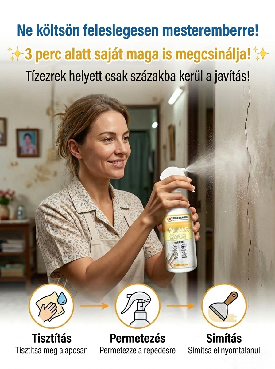 🛠️[Német Import] Nano-Kerámia Faljavító Spray: Professzionális Védelem a Repedések és Beázás Ellen (Gyári Tisztítás)