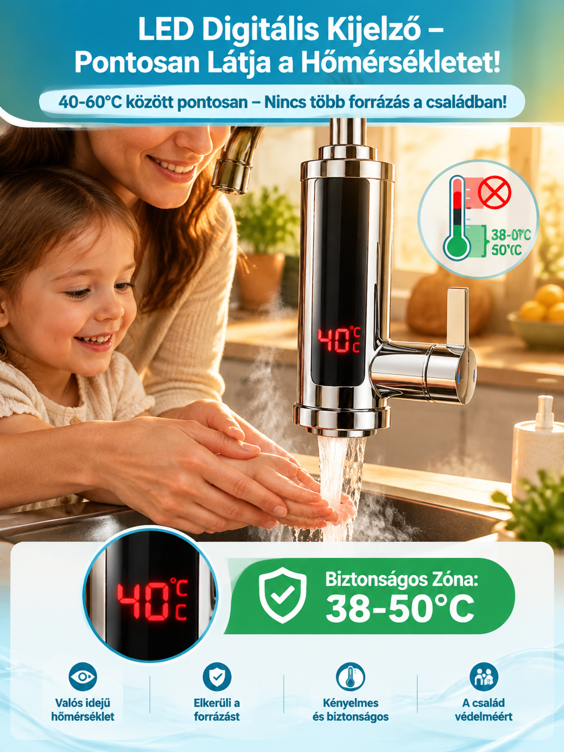 🔥 Intelligens Digitális Melegvizes Csaptelep – Forró víz 3 másodperc alatt!