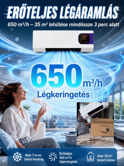 ⏰ Mindössze 3 másodperc alatt hűtse le a szobát akár 16°C-kal! Egész nap hűvös és kényelmes 🌎