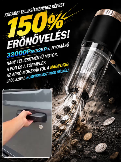 🚗 Tisztítás és felfújás egyetlen prémium eszközzel – Felejtsd el a zsúfolt csomagtartót!