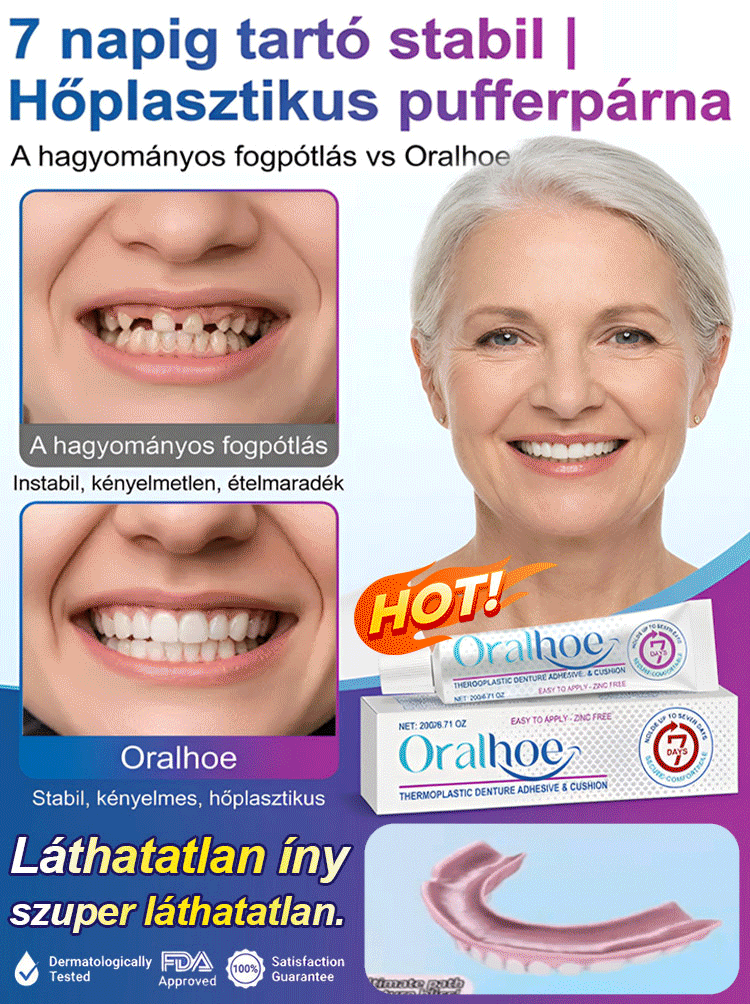 ✨ÉlelmiszeripariHőre Lágyuló Fogsor Rögzítő - 5 perc a stabil fogsorért