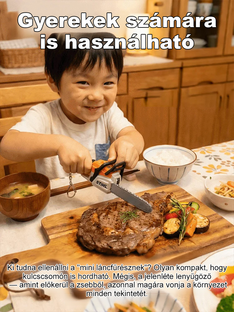 Hordozható mini láncfűrész kulcstartó