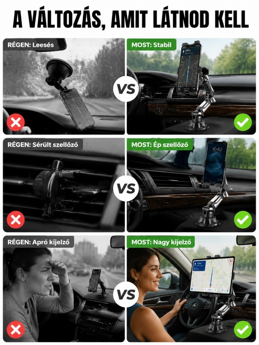 🚗 Univerzális Autós Pohártartó Tartó Telefonhoz és Tablethez – Maximum Stabilitás Rázkódás Nélkül!