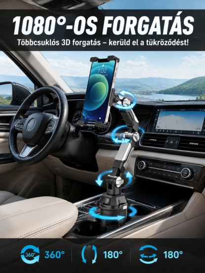 🚗 Univerzális Autós Pohártartó Tartó Telefonhoz és Tablethez – Maximum Stabilitás Rázkódás Nélkül!