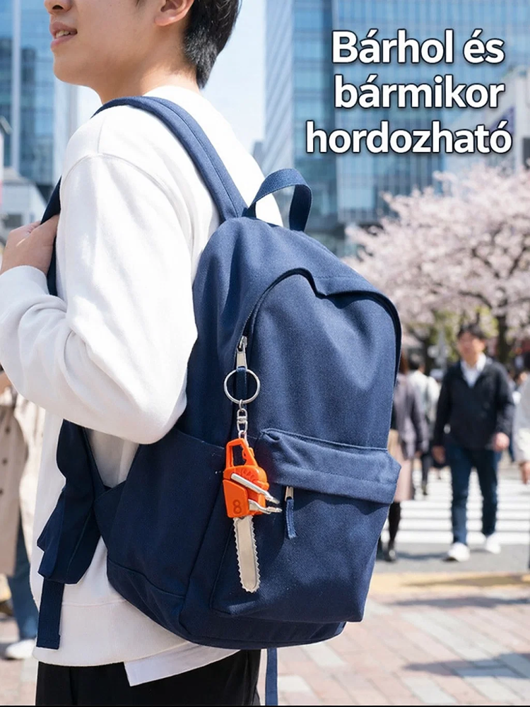 Hordozható mini láncfűrész kulcstartó