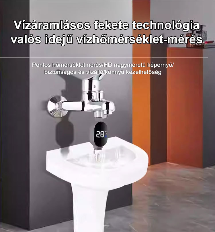 Intelligens vízálló zuhanyfej hőmérséklet-kijelzővel