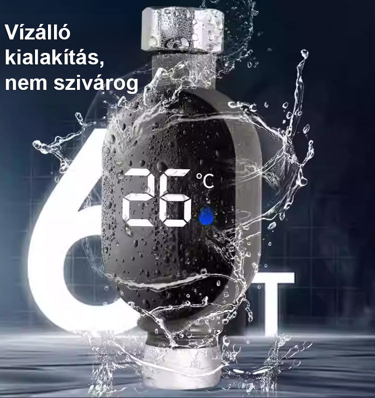 Intelligens vízálló zuhanyfej hőmérséklet-kijelzővel