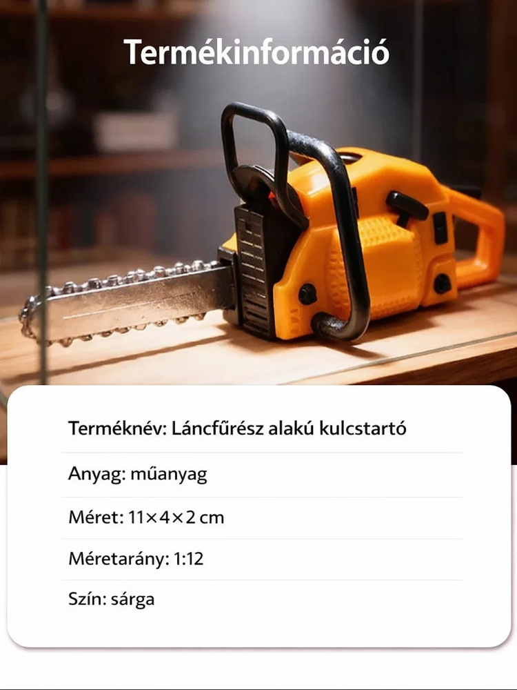 Hordozható mini láncfűrész kulcstartó