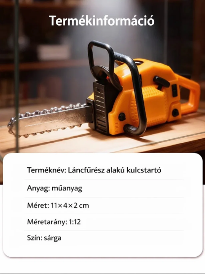 Hordozható mini láncfűrész kulcstartó