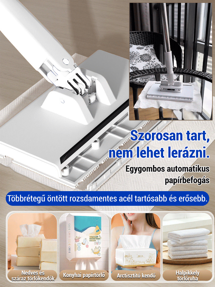 🌟【Nincs Több Koszos Kéz】Önkicsavaró Lapos Felmosó – Száraz & Nedves Kétfunkciós Tisztítás