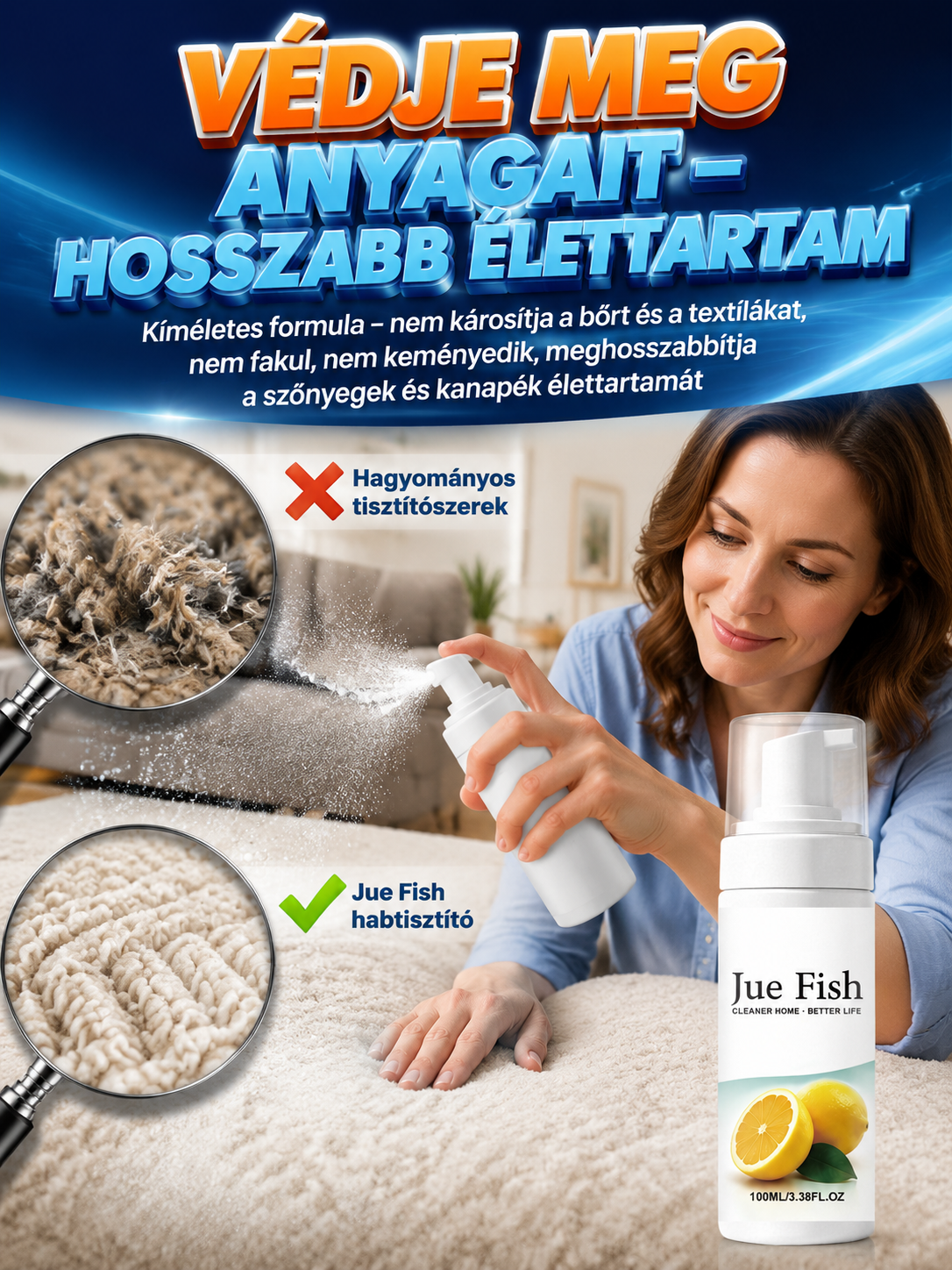 ✨Többcélú Habtisztító Spray – Gyors és Mélytisztítás Víz Nélkül!