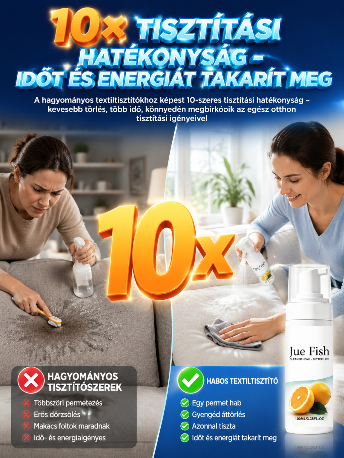 ✨Többcélú Habtisztító Spray – Gyors és Mélytisztítás Víz Nélkül!