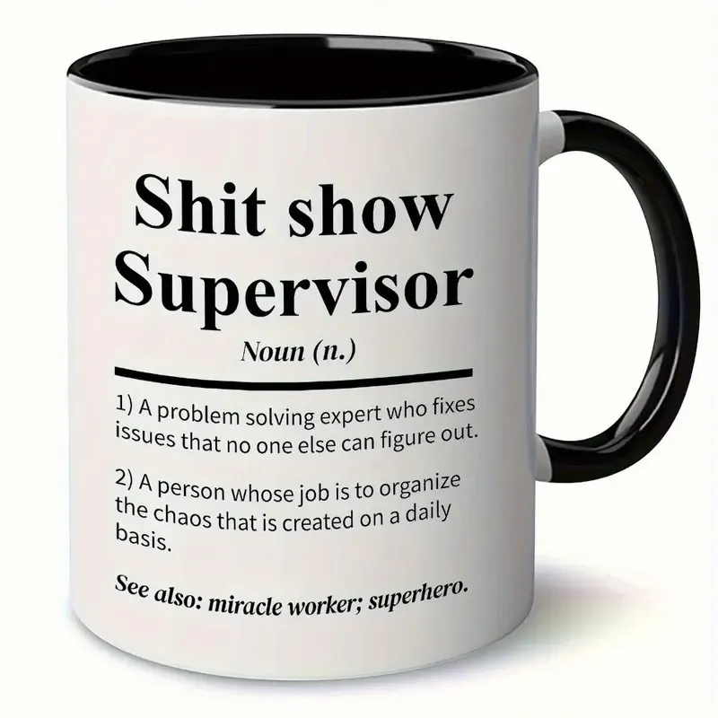 Show Supervisor Ceramic Coffee Mug - 11oz Funny Boss Gift for Team Managers & Directors, White Office Humor Mug with Miracle Worker Definition, Perfect for Summer Winter Beverage