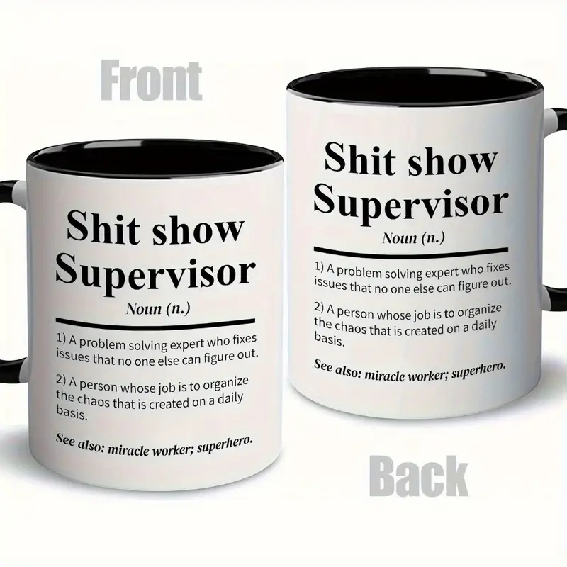 Show Supervisor Ceramic Coffee Mug - 11oz Funny Boss Gift for Team Managers & Directors, White Office Humor Mug with Miracle Worker Definition, Perfect for Summer Winter Beverage