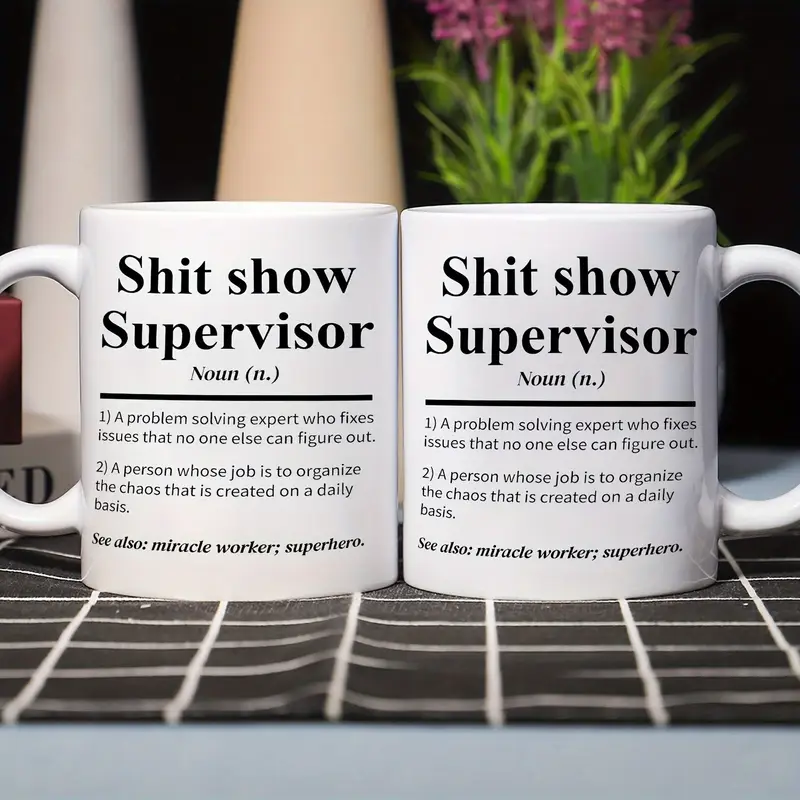 Show Supervisor Ceramic Coffee Mug - 11oz Funny Boss Gift for Team Managers & Directors, White Office Humor Mug with Miracle Worker Definition, Perfect for Summer Winter Beverage