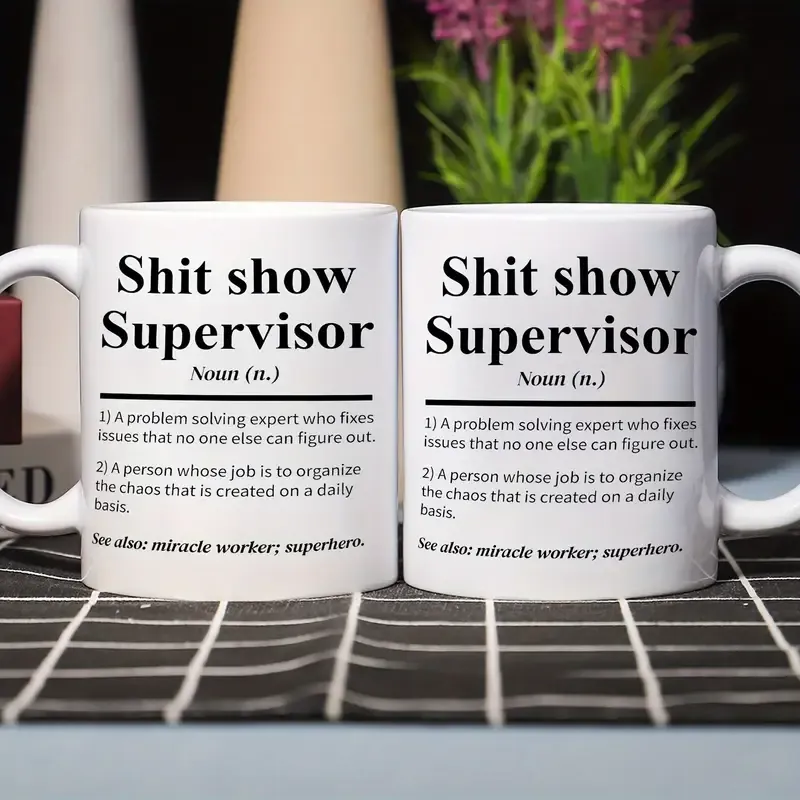 Show Supervisor Ceramic Coffee Mug - 11oz Funny Boss Gift for Team Managers & Directors, White Office Humor Mug with Miracle Worker Definition, Perfect for Summer Winter Beverage