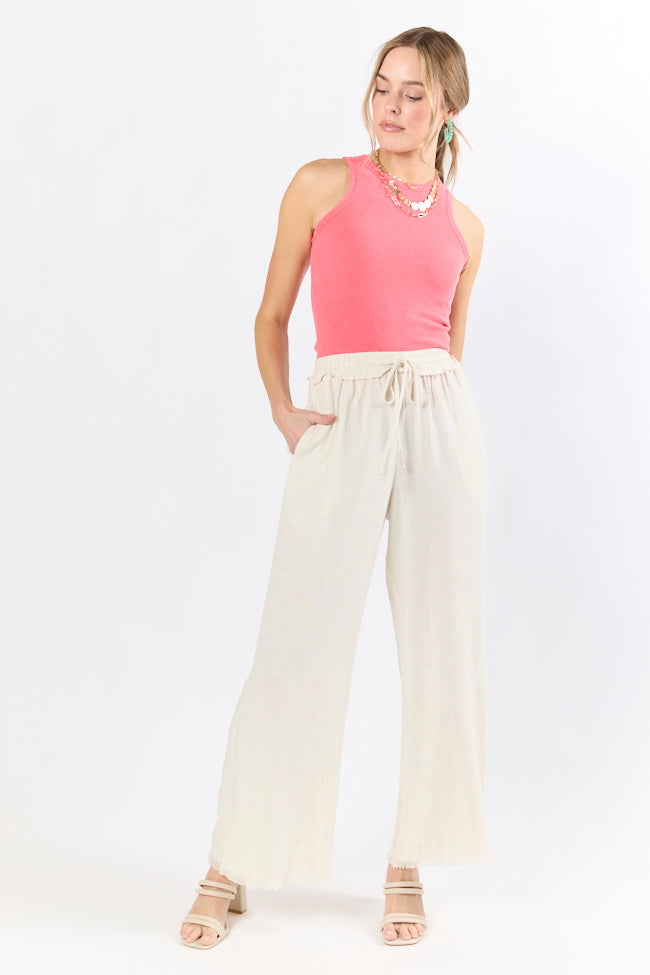 Cool Instincts Coral Acid Washed Rib High Neck Tank-Sunny Prom