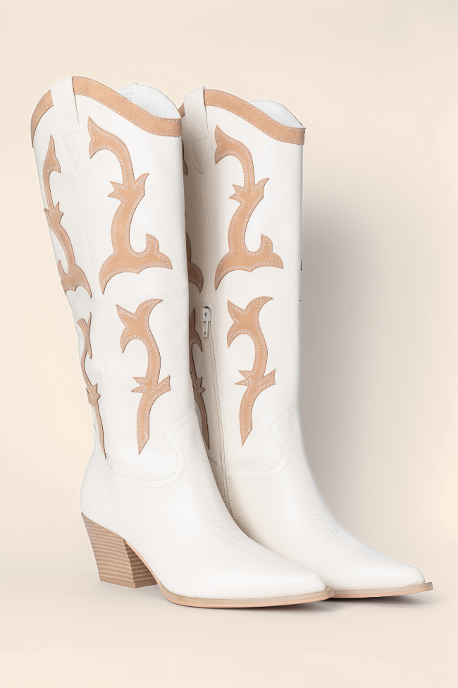 Adriana Beige Cowboy Boots SALE-Sunny Prom