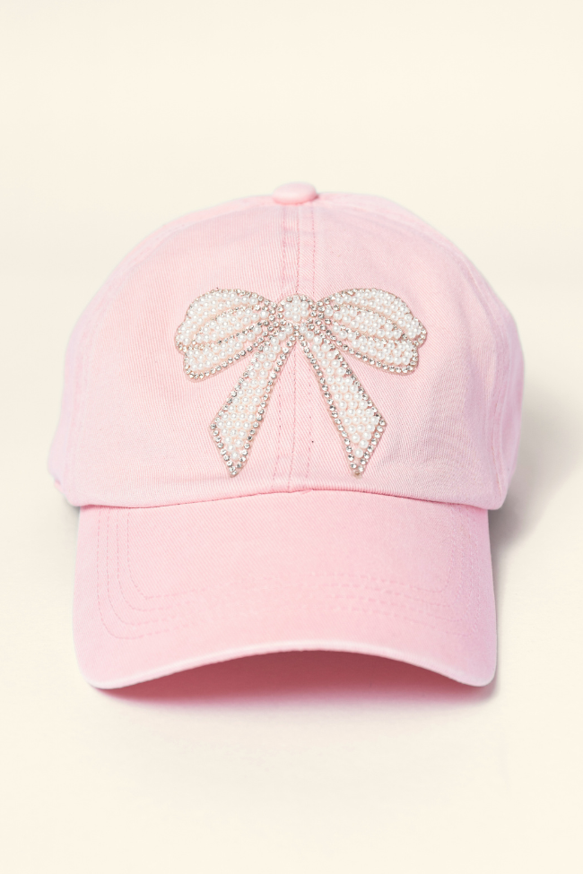 Pink Pearl Bow Hat-Sunny Prom