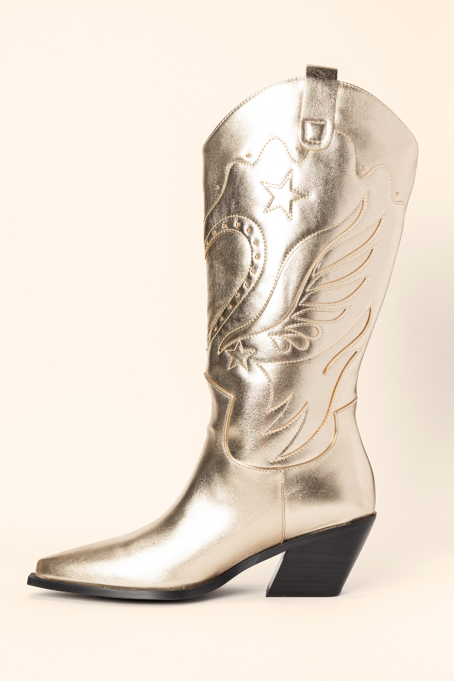 Everlyn Gold Metallic Western Boots SALE-Sunny Prom