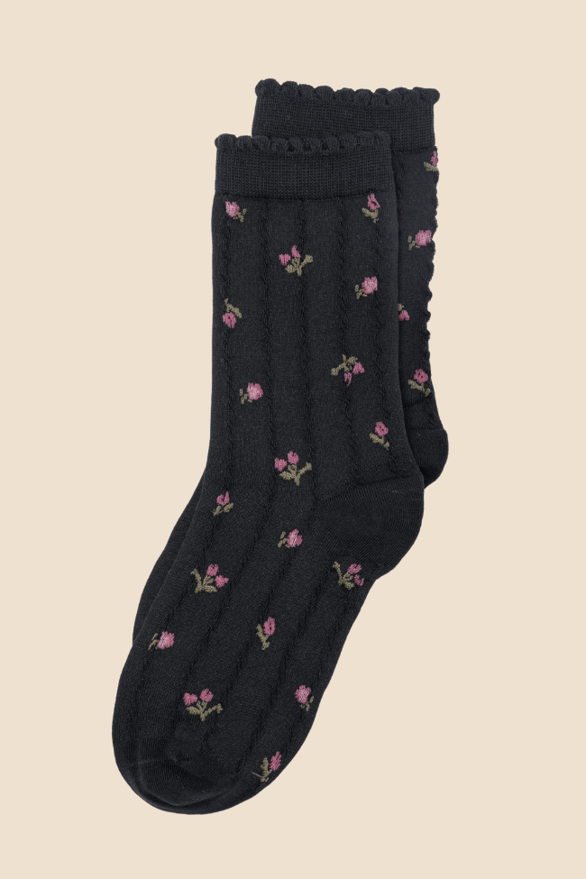 Black Florette Socks SALE-Sunny Prom