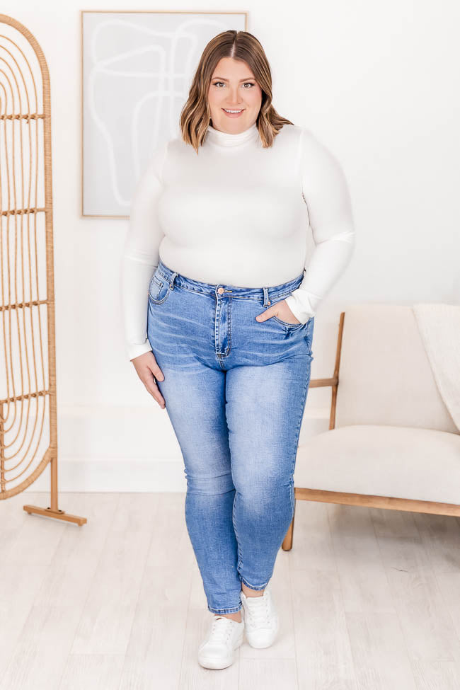 Hit Or Miss Ivory Mock Neck Bodysuit FINAL SALE-Sunny Prom