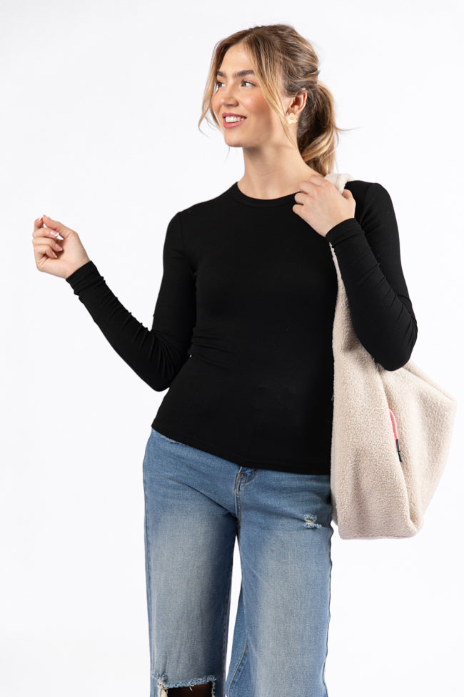 Make Your Choice Black Ribbed Long Sleeve Tee FINAL SALE-Sunny Prom