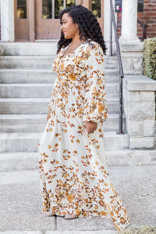 More Days Like This Brown Leaf Print Maxi Dress FINAL SALE-Sunny Prom