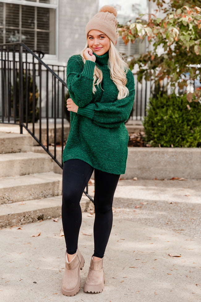 Haven't You Heard Hunter Green Turtleneck Sweater FINAL SALE-Sunny Prom