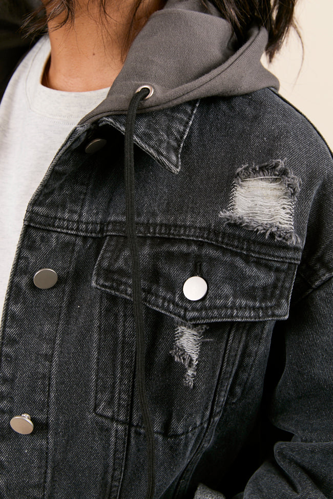 Parker Charcoal Hooded Denim Jacket-Sunny Prom