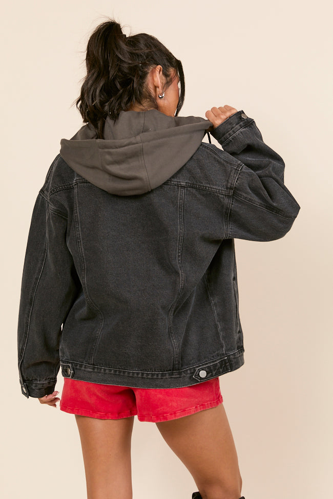 Parker Charcoal Hooded Denim Jacket-Sunny Prom