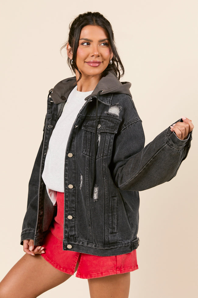 Parker Charcoal Hooded Denim Jacket-Sunny Prom