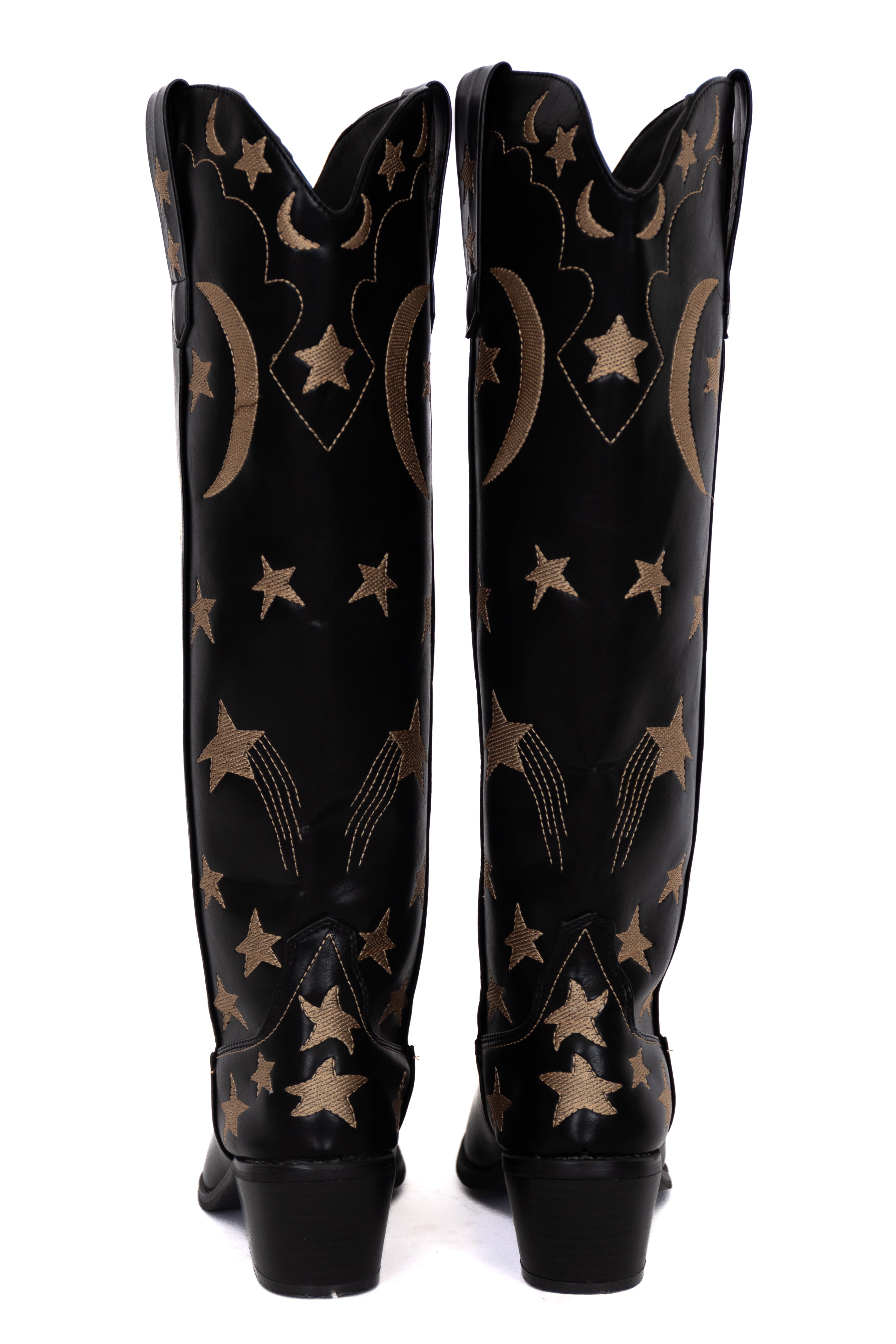 Luna Black Star and Moon Western Boots FINAL SALE-Sunny Prom