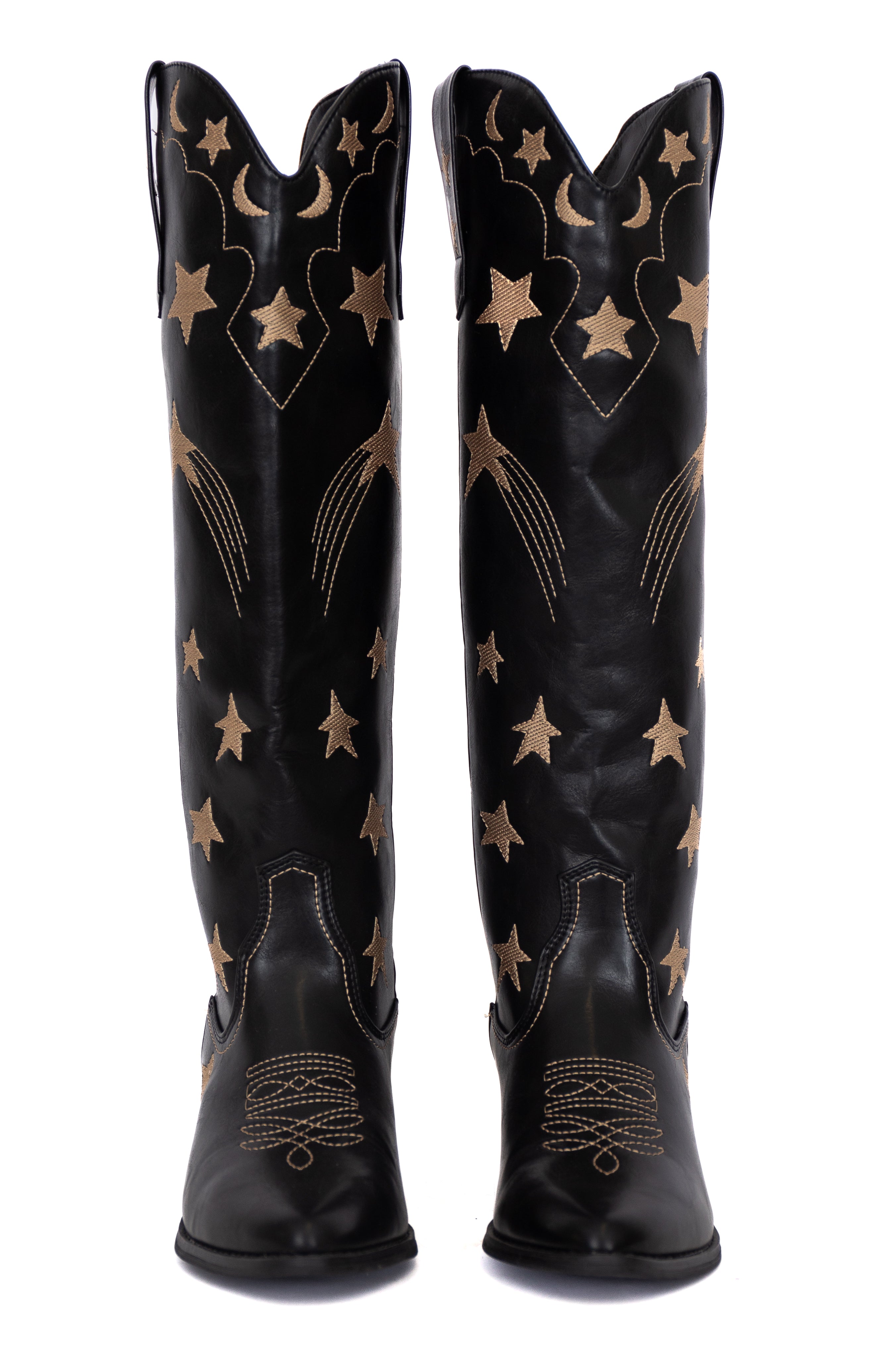 Luna Black Star and Moon Western Boots FINAL SALE-Sunny Prom