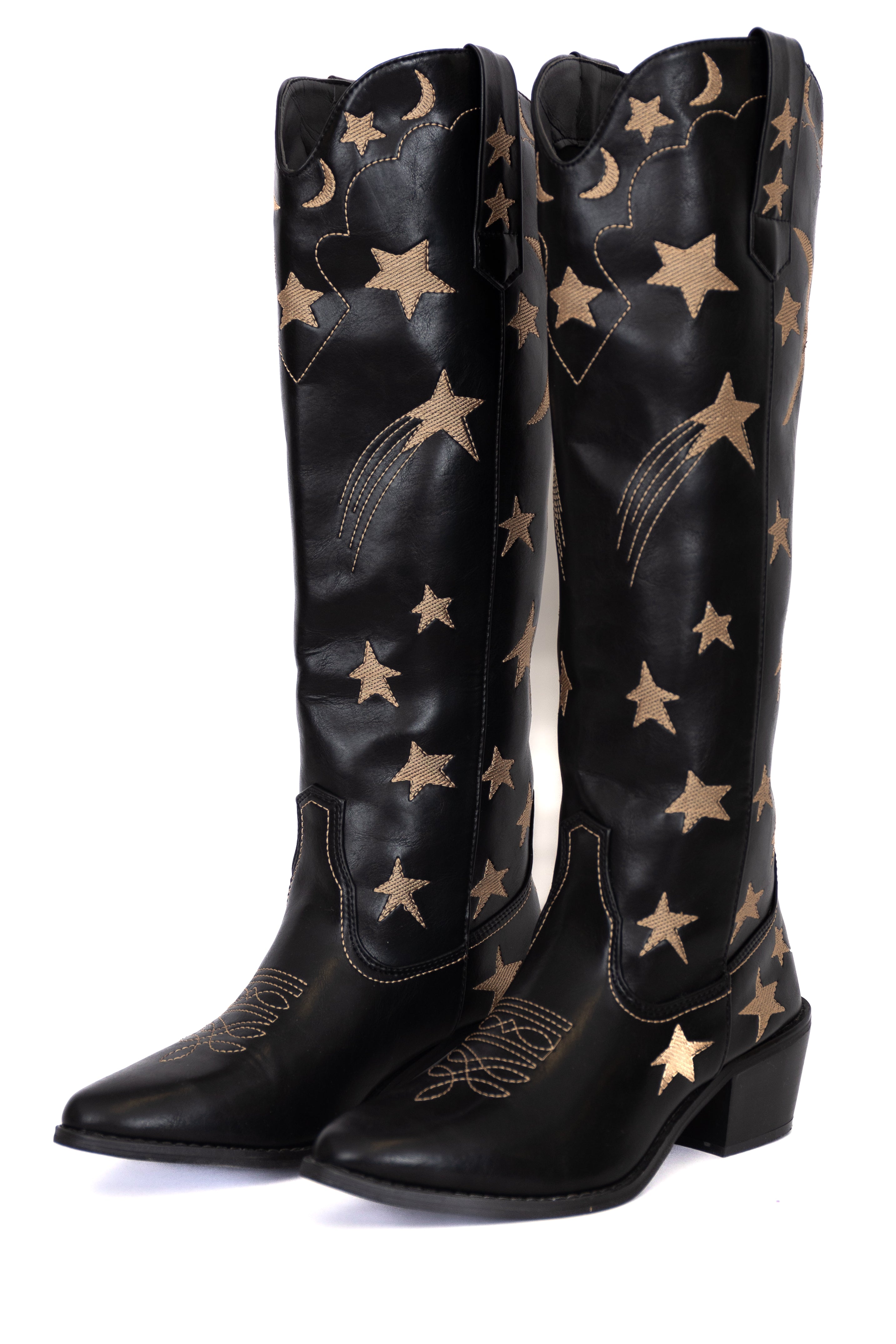 Luna Black Star and Moon Western Boots FINAL SALE-Sunny Prom
