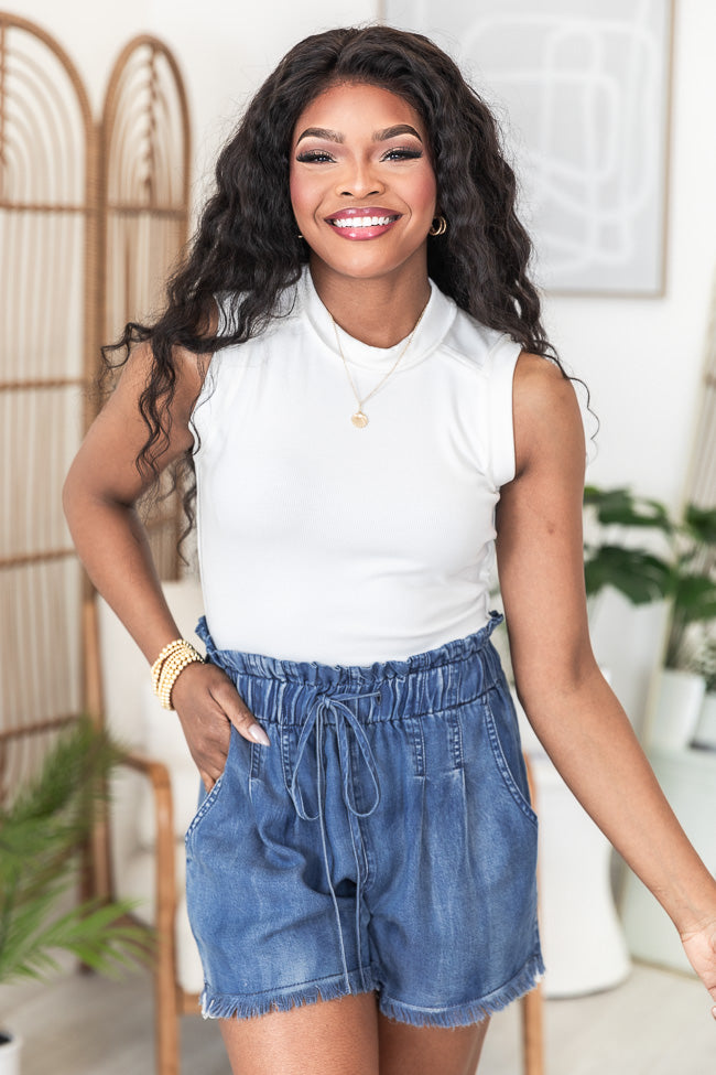 When I'm With You Ivory Ribbed High Neck Tank FINAL SALE-Sunny Prom