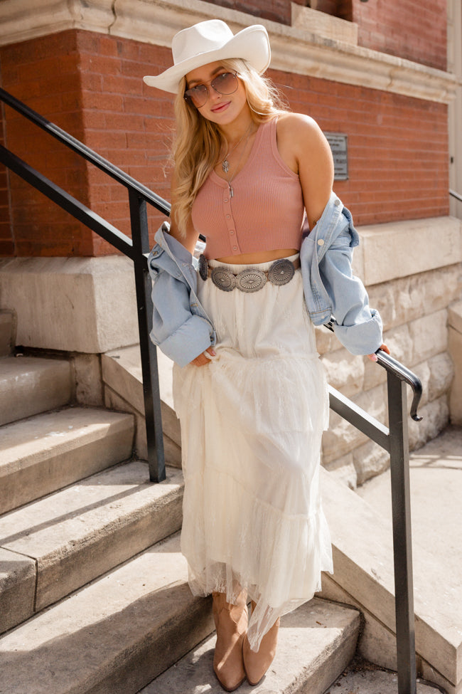 Everyday Dreams Papaya Button Front Ribbed Tank FINAL SALE-Sunny Prom