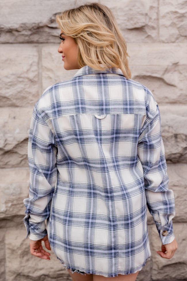 Round It Up Navy And Purple Plaid Button Front Shirt FINAL SALE-Sunny Prom