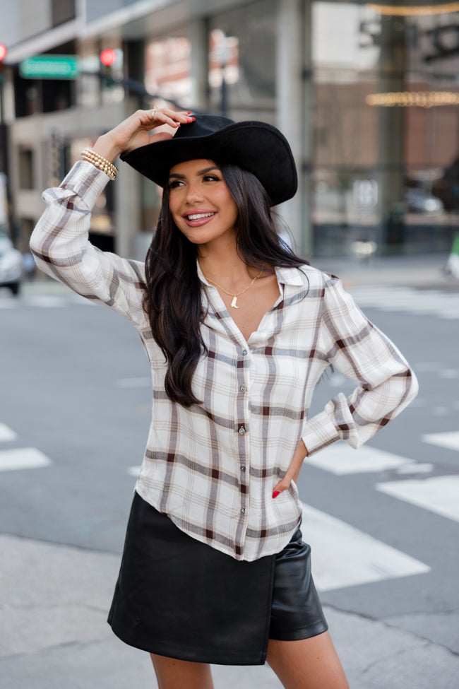 Well Known Off White Plaid Shirt FINAL SALE-Sunny Prom