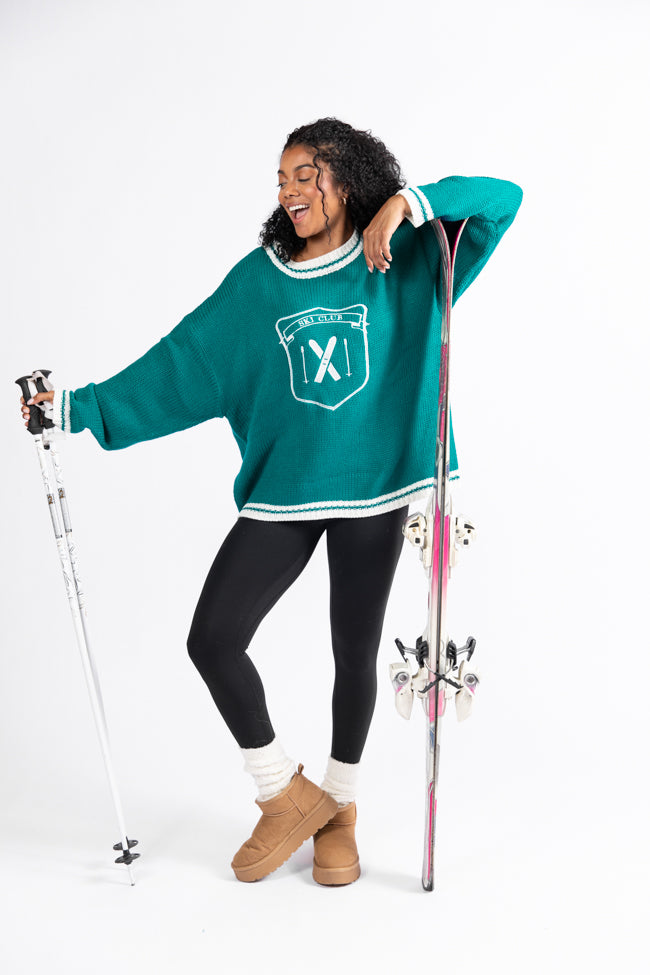 Ski Club Green and Ivory Embroidered Sweater FINAL SALE-Sunny Prom
