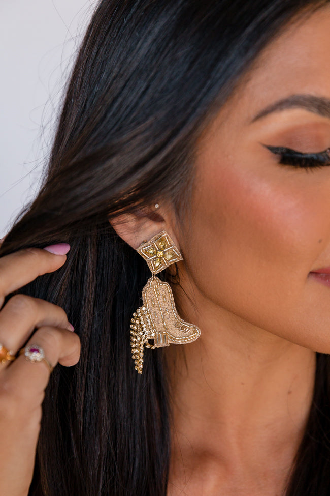 Gold Cowboy Boot Earrings FINAL SALE-Sunny Prom
