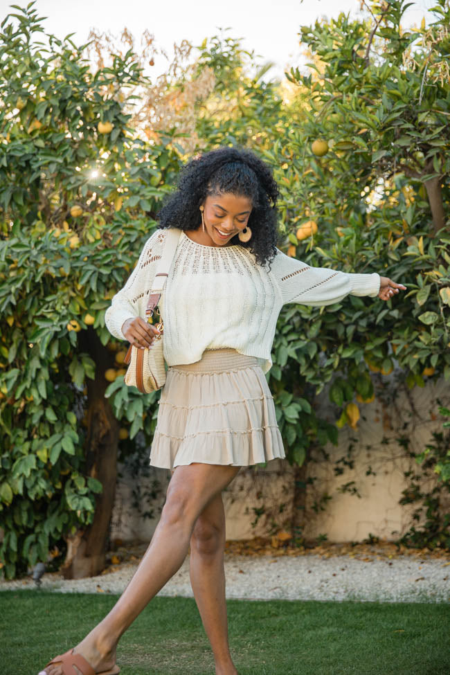 I'm Just Me Ivory Cable Knit Lightweight Sweater FINAL SALE-Sunny Prom