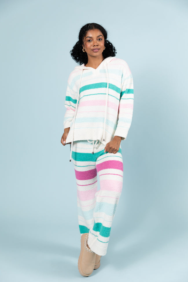 Heart On The Line Multi Striped Fuzzy Lounge Pants FINAL SALE-Sunny Prom