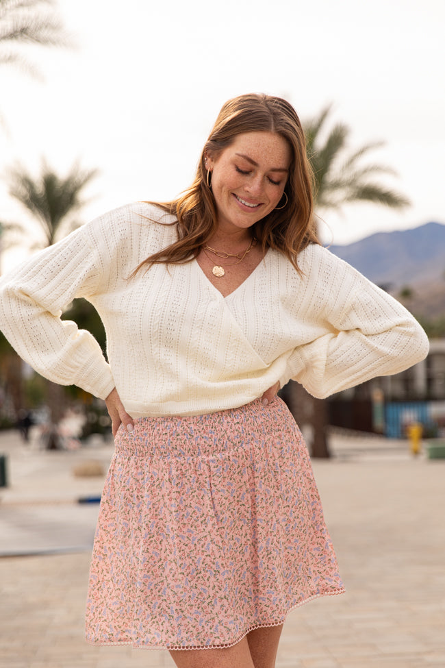 With Love Ivory Wrap Pointelle Sweater FINAL SALE-Sunny Prom