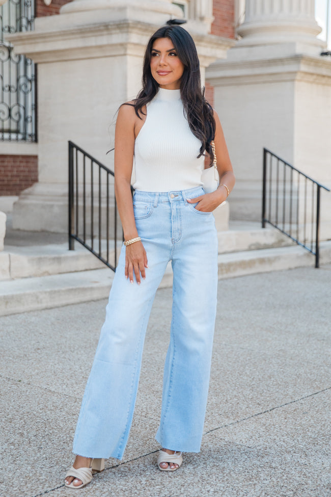 Clear My Schedule Ivory Mock Neck Sweater Tank FINAL SALE-Sunny Prom